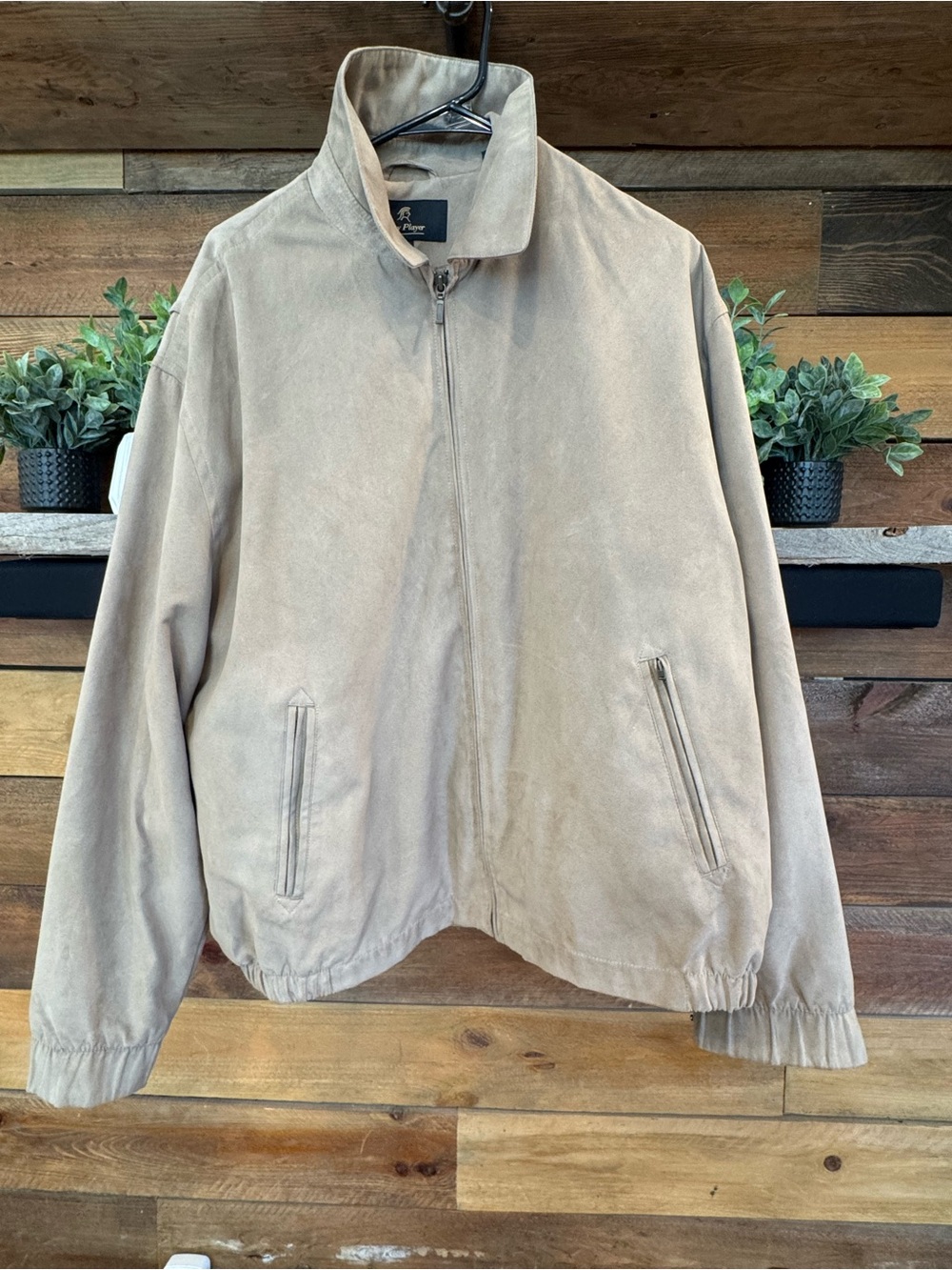 Lightweight Beige Suede Zip Jacket